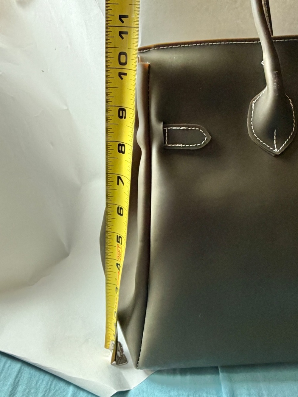 Vintage Y2K Made in Italy Matte Taupe Jelly Top Handle Satchel Purse Firkin MINT - Picture 14 of 16
